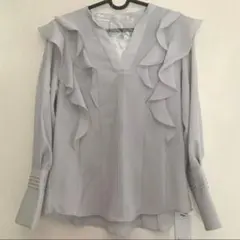 SNIDELフリルブラウス 新品 インナー付 シアーシャツ