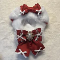 ぬい服 10cm 11cm 12cm 着ぐるみ 犬 垂れ耳 白 赤 リボン