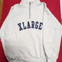 XLARGE ホワイト ハーフジップ スウェット L