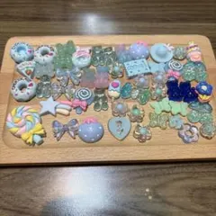 ぷ*有様 デコパーツ 50個 水色系