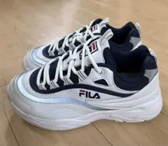美品★FILA ホワイト ネイビー スニーカー 23.0