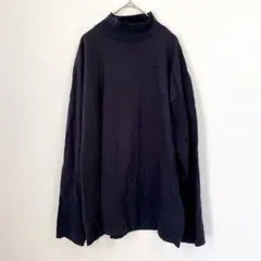 無印良品 長袖カットソー 【XL】無地 タートルネック ブラック ノームコア