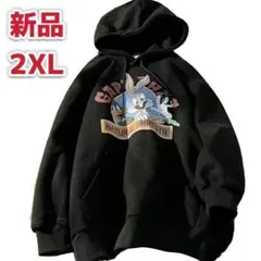 新品 パーカー 2XLブラック 春秋 裏起毛 ビッグサイズ フード付 ゆったり