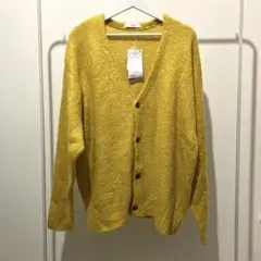 マスタード　イエロー　カーディガン　ニット　Discoat