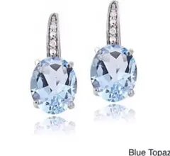 匿名配送　プラチナ　シルバー　天然ブルートパーズ　フープピアス　アレルギー対応