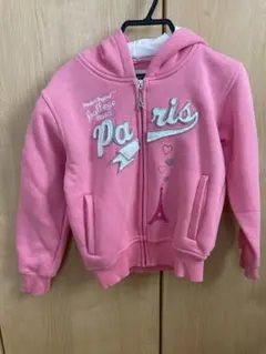Paris キッズ ジップアップパーカー ピンク