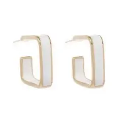 スタイリッシュなデザインピアス 四角形　スクエア　オシャレ ホワイト　ペア