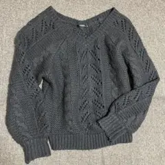 ニット 長袖 ケーブル ギャル 秋 冬 ドルマン Ｖネック ゆるめ ゆったり