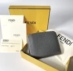 美品 FENDI ブルーグレー レザー 長財布 ラウンドジップ - メルカリ