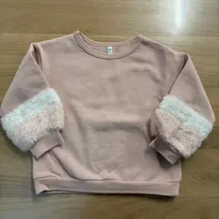 袖ファー付きトレーナー ピンク