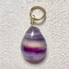 14kgf 天然石チャーム ネックレス マルチカラーフローライト　フローライト