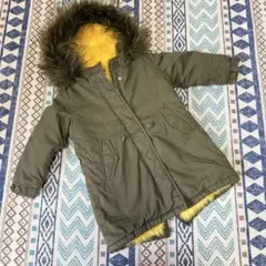 ZARA モッズコート カーキ ファー付き 裏地イエロー キッズ