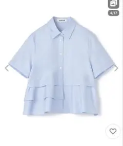 CABaN タイプライターダブルクロス アシンメトリックフリルシャツ