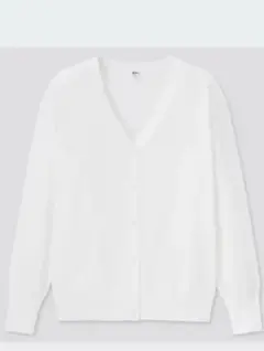 UVカットスーピマコットンVネックカーディガン（長袖）ホワイト