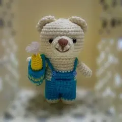 オーバーオールで買い物クマ