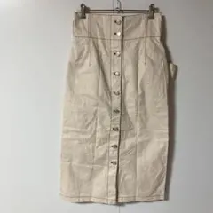natural couture アイボリー ボタンフロント タイトスカートのサムネイル