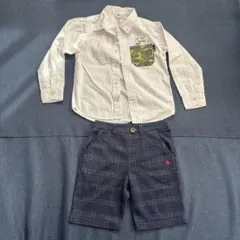 BREEZEカモフラージュ柄ポケット付きシャツ POLO 半ズボンセット 120