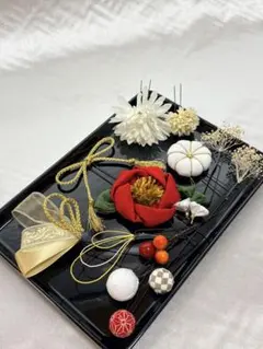 和風髪飾り　椿　成人式　七五三　赤　白