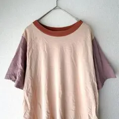 マドウェル マルチカラー Tシャツ クルーネック 半袖 M 桃紫茶 綿 休日のサムネイル