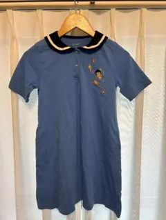 graniph 半袖 ワンピース 青 襟付き