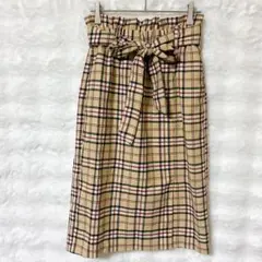 ブラウニー チェック柄ロングスカート（F）ベルト付 トラッド フェミニン 春夏のサムネイル
