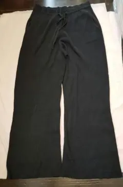 ユニクロ　リブ編み ブラック ワイドパンツ　XL