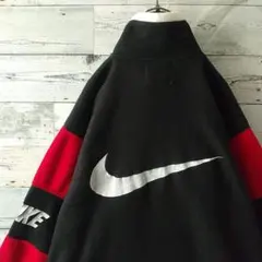 希少☆90s ナイキ 刺繍ロゴ 両面アーム刺繍 ハーフジップ フリース XL相当