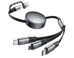 【新登場&100W+27W+10W】3in2 巻き取り充電ケーブル3in2