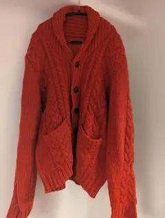 キ*ん様 HARE ケーブルニット カーディガン ショールカラー レッド M
