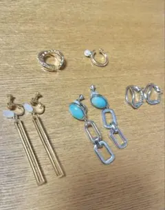 ターコイズ ストーン イヤリング と ゴールド イヤリング セット