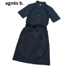 日本製 アニエスベー シャツワンピース ドット柄 ベルト 40サイズ