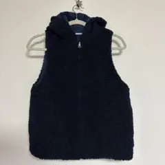 ネイビー フリースベスト フード付き