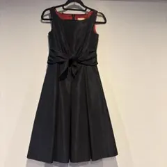 シビラ ロング 膝丈ワンピース エプロン リボン Aライン ブラック裏レッド美品