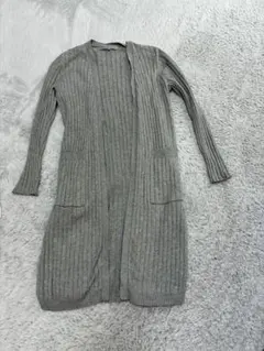 M-PREMIER コットンカシミヤ　グレー ロングカーディガン 34P