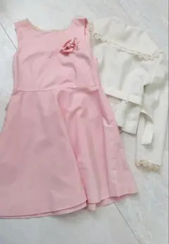 メゾピアノ　フォーマル　ピンクドレスとホワイトジャケットセット　120