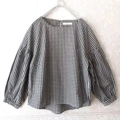 [サマンサモスモスブルー]ギンガムチェック 7分袖ブラウス　Fサイズ