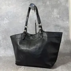 美品　COACH コーチ　レザー トートバッグ ブラック　レザー　A4 シボ革