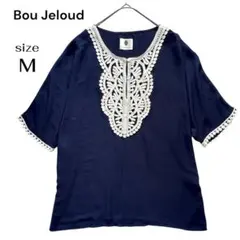 Bou Jeloud レース ドルマン チュニック ブラウス ネイビー M 上品のサムネイル