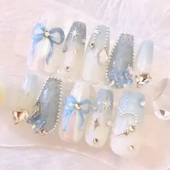 No.66オーダー♡量産型ワンホン韓国フレンチガーリースナ系ジェルネイルチップ