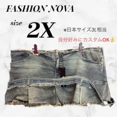 希少❤️ FASHION NOVA 【2X】マイクロミニ スカート デニム 3L