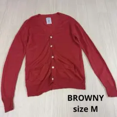 BROWNY Vネック カーディガン レッド メンズ　リネン100%のサムネイル