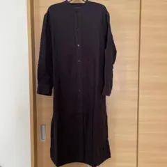 無印良品　両面起毛フランネルスタンドカラーロング丈シャツ