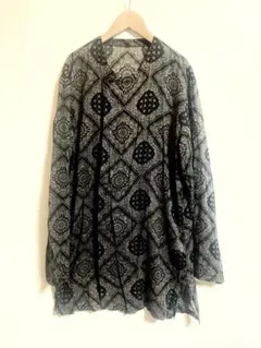 幾何学模様の長袖シャツ 100%コットン 日本製