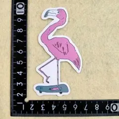 人気 防水ステッカー 【ぢ95】 スケボー 動物 フラミンゴ ピンク シュール