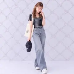 Cookie House ボーダー 半袖 トップス Vネック