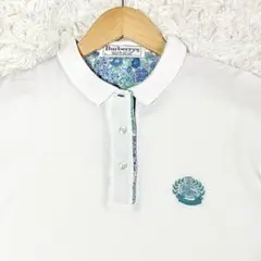 90s ヴィンテージ Burberry ロゴ 花柄 ポロシャツ Lサイズのサムネイル