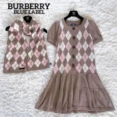 希少✨【バーバリーブルーレーベル】カシミヤウール マフラー付きワンピース3WAY