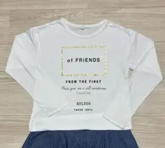 白 プリントTシャツ 150 女の子 シンプル 長袖