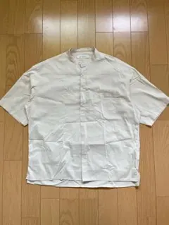 【美品】グリーンレーベルリラクシング バンドカラーオーバーサイズシャツ ベージュのサムネイル