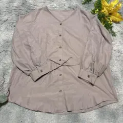 グレイル ブラウス ウエストリボン 無地 スモーキーベージュ F